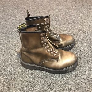 Golden bronze dr. Martens boots